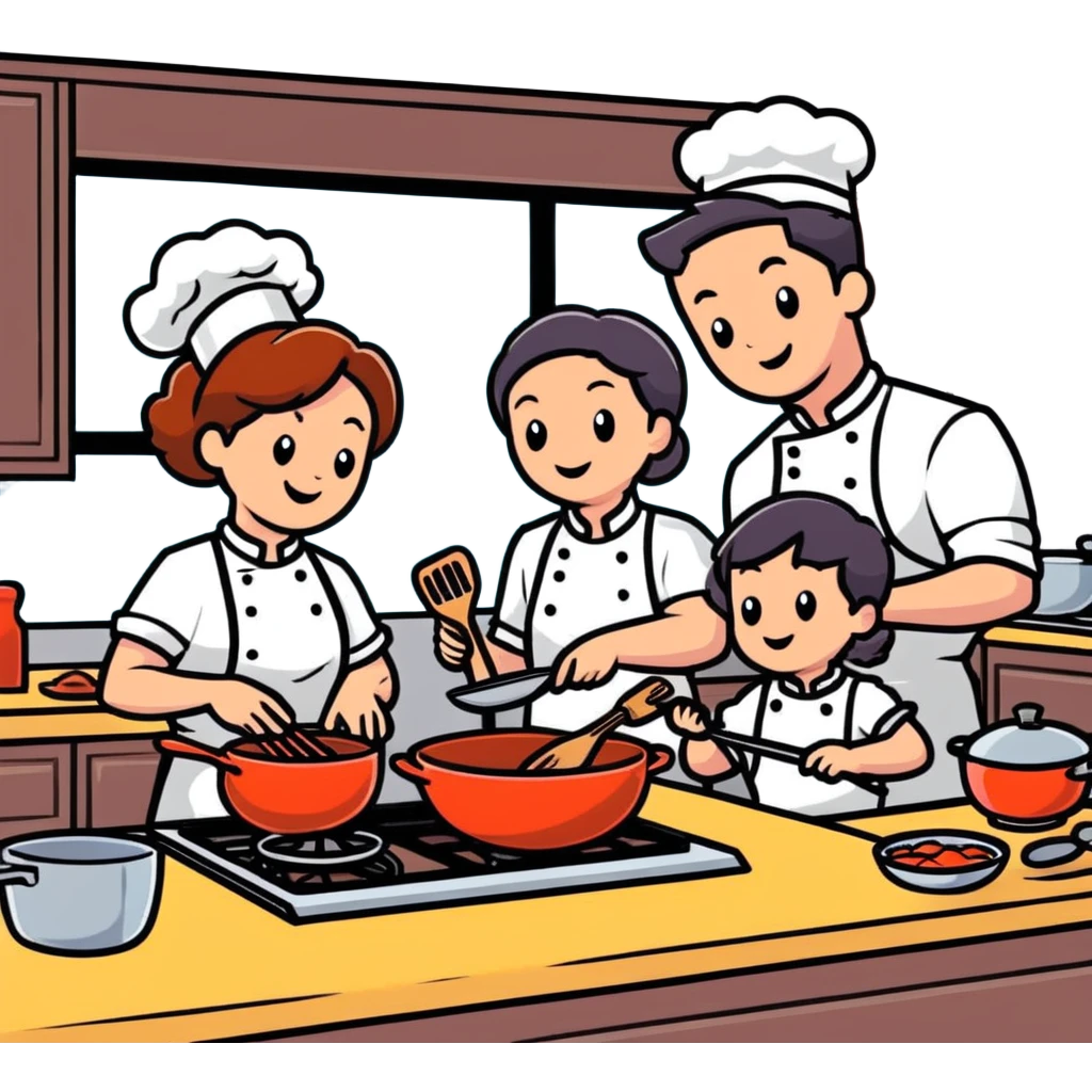 Family cooking together in the kitchen emoji