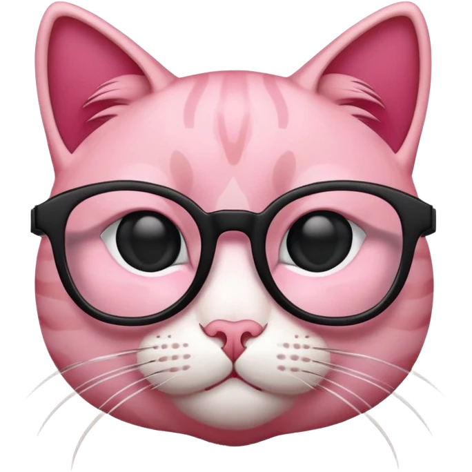 Cringe pink cat in black glasses  emoji