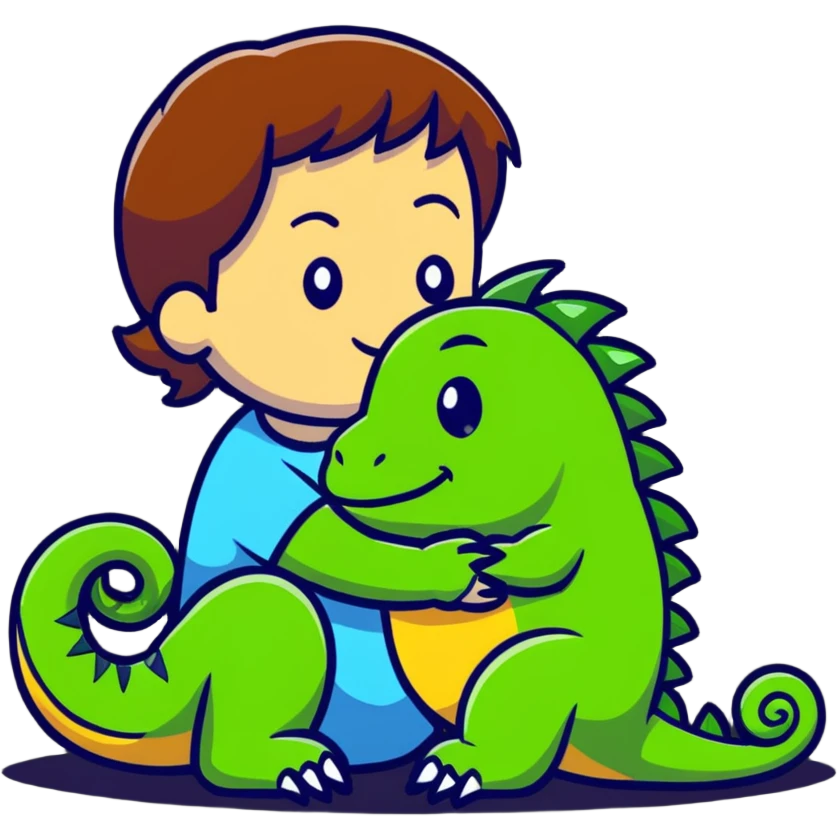 person hugging an iguana emoji
