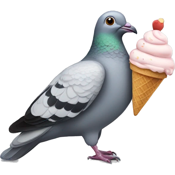 pigeon with an ice cream emoji