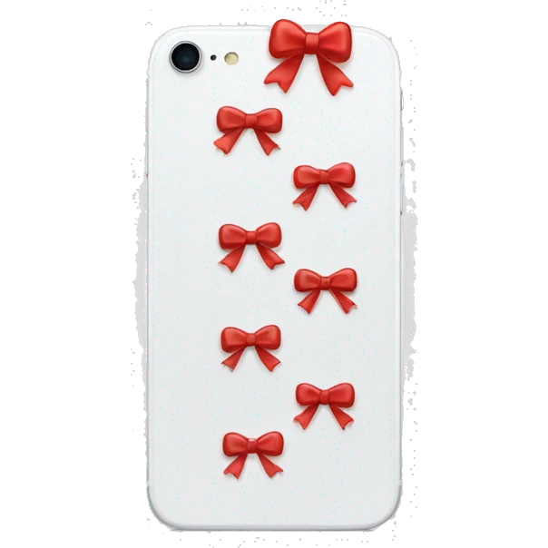 White iphone with red bows emoji