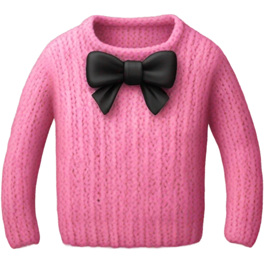 Knitted pink sweater with black bow emoji