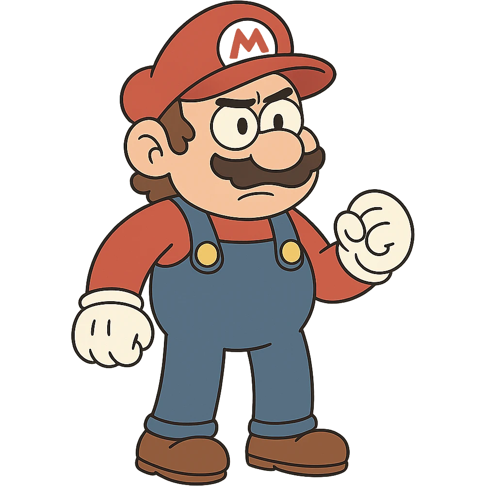 mario character flat toon cartoon style emoji