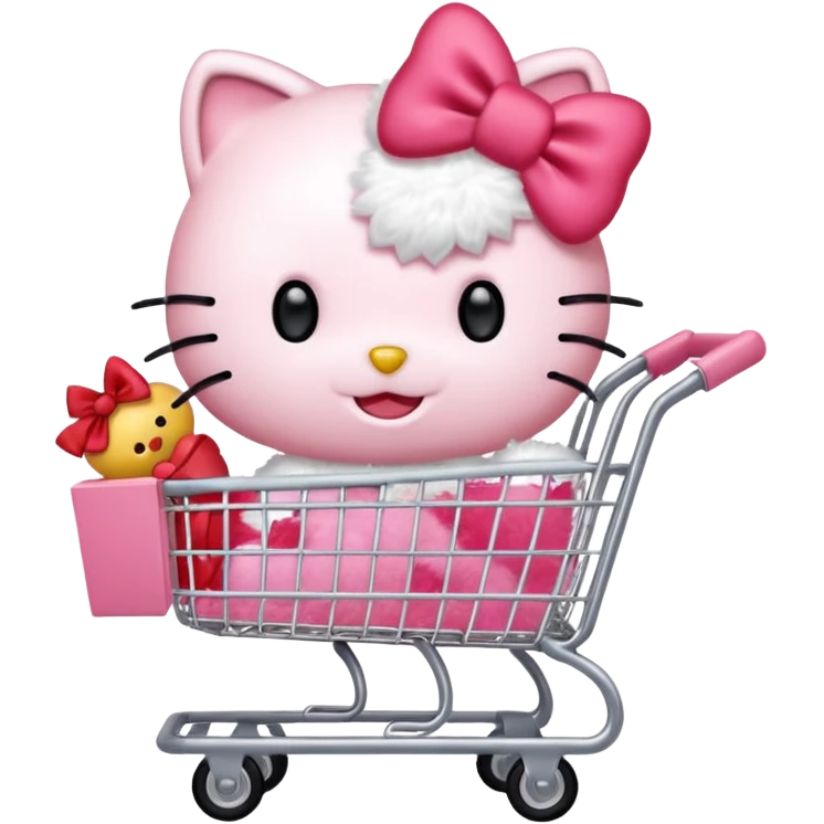 hello kitty pushing a shopping cart emoji