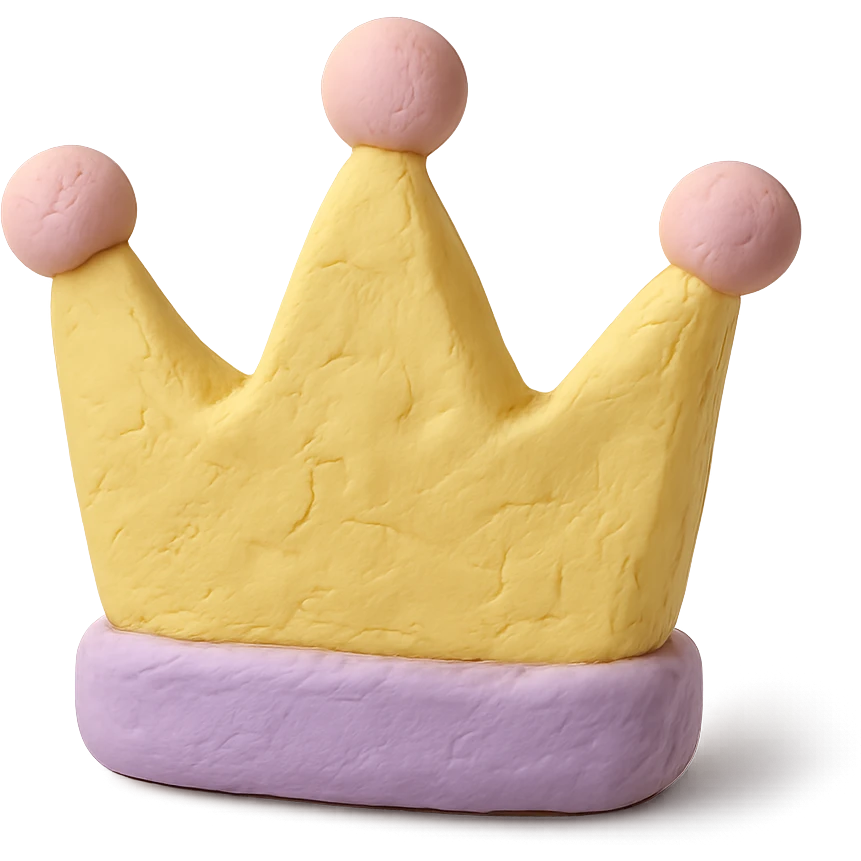 claymation style crown with pastel colors and visible texture emoji