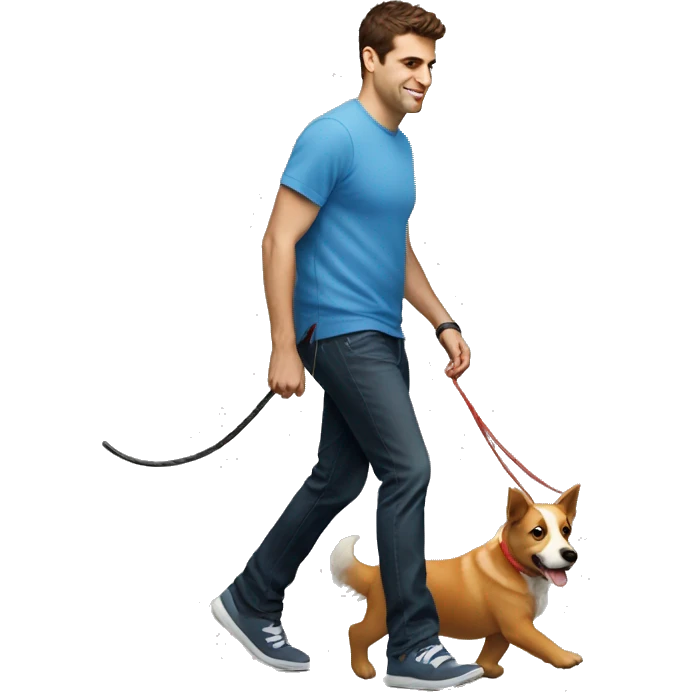 Brian Chesky walking a dog emoji