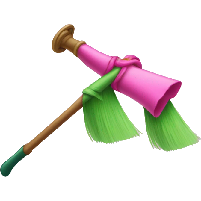 Pink wand duelling a green broom emoji