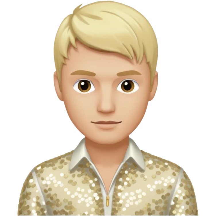 Nick Carter from Backstreet Boys with blonde hair, ivory sequin outfit emoji
