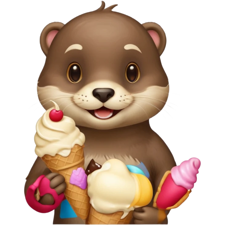 otter holding an ice cream emoji