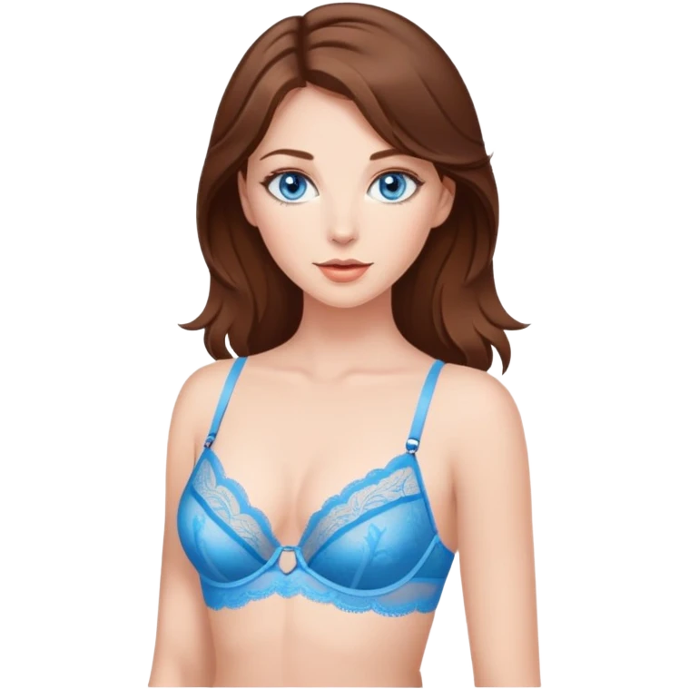 Brown hair woman with blue eyes in lingerie  emoji