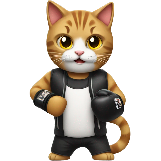 Cat with boxing gloves and gun emoji