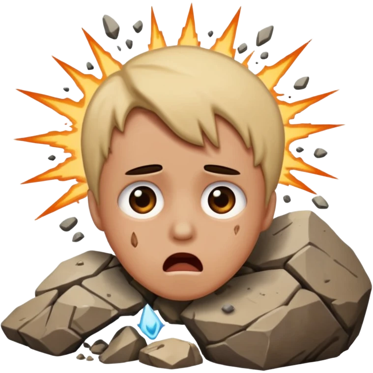 Getting hit by a rock emoji