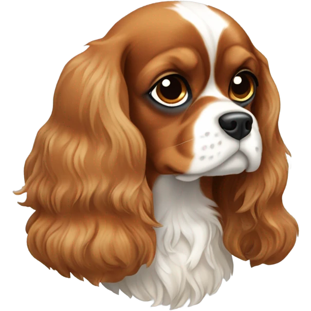 Light Brown Cavalier King Charles Spaniel with a light pink bow on emoji
