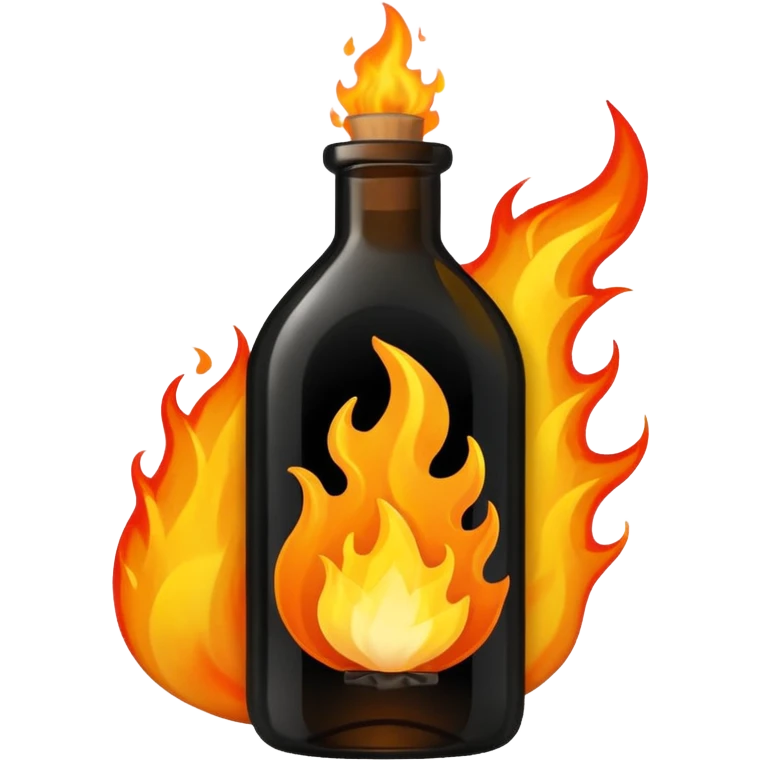 Bottle with a rag coming out of it, the rag has caught on fire  emoji