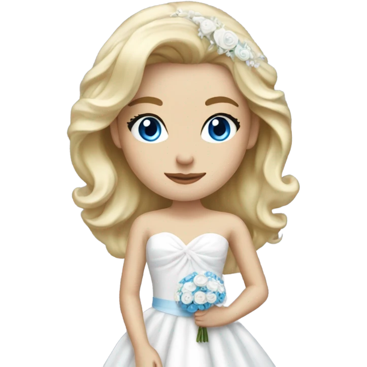 Beautiful blond girl with blue eyes and bowed wedding dress emoji