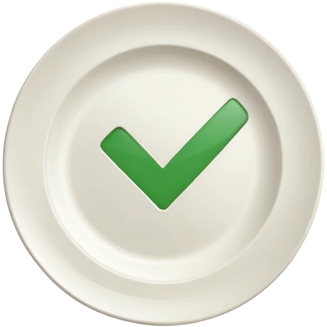 A plate with a green checkmark in middle it  emoji