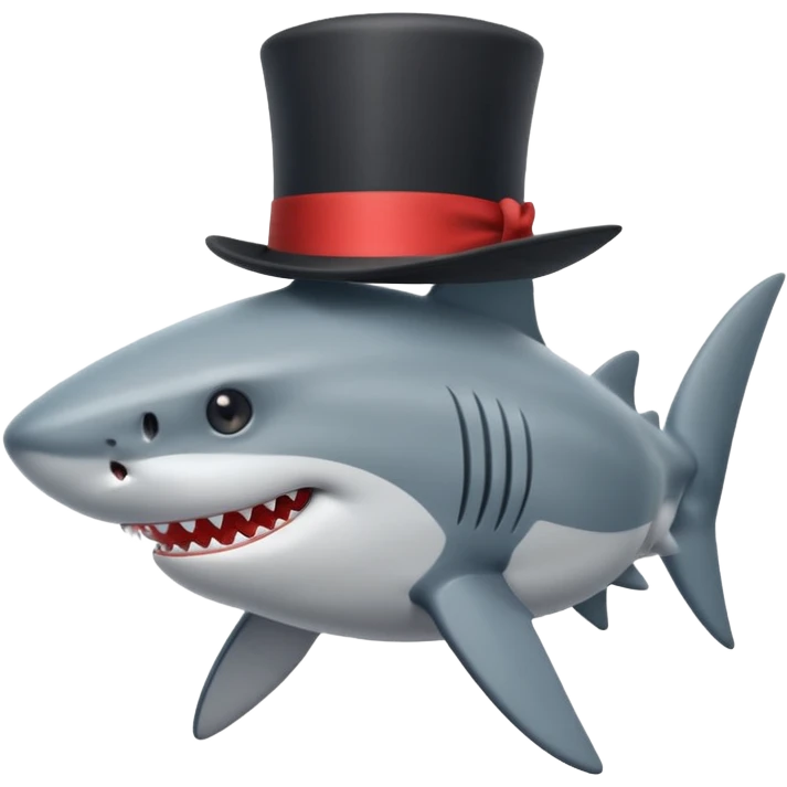 Shark with a top hat emoji