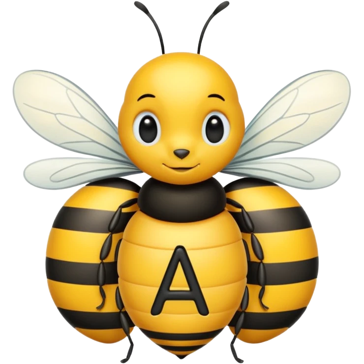 eu quero uma abelha onde no corpo dela apareça a letra A em cursiva emoji
