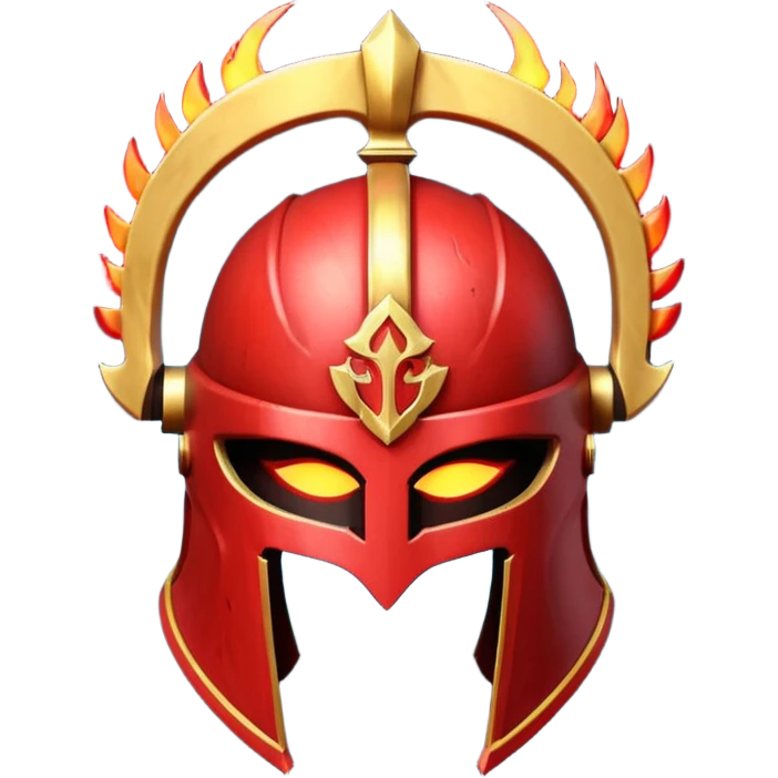 Ares legendary helmet object icon, ancient Greek helmet with glowing red runes, deep red energy glow, battle scars, epic fantasy style, 3D cartoon, mobile game icon style, centered, clean background, no text, no watermark

 emoji
