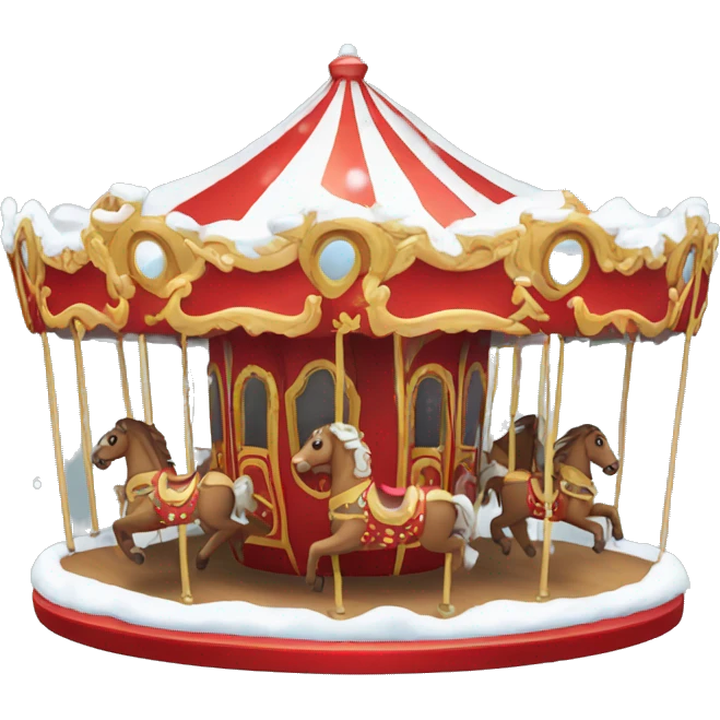 Red carousel with snow emoji