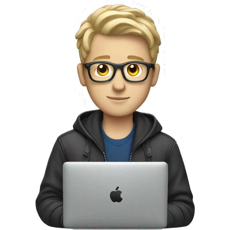 white boy Music producer with a macbook  emoji