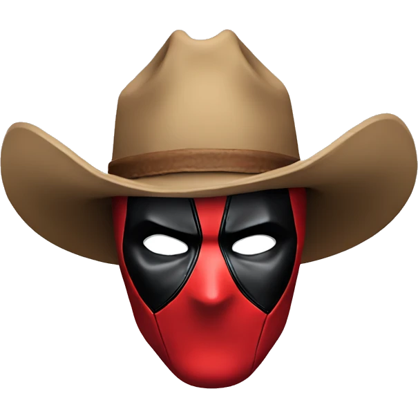 deadpool head, cowboy hat emoji