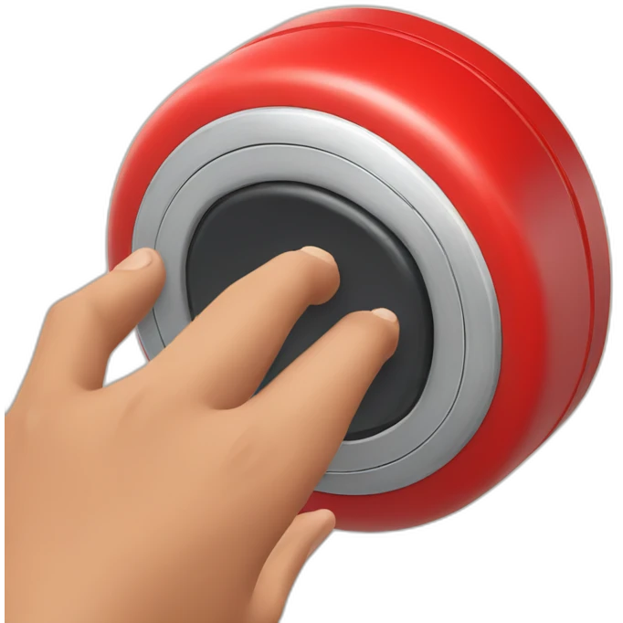 hand pressing a red big buzzer emoji