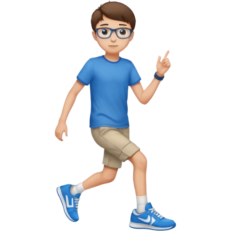 adolescent garçon taille moyenne corpulence maigre cheveux chatain court yeux bleus lunettes photo de pieds emoji