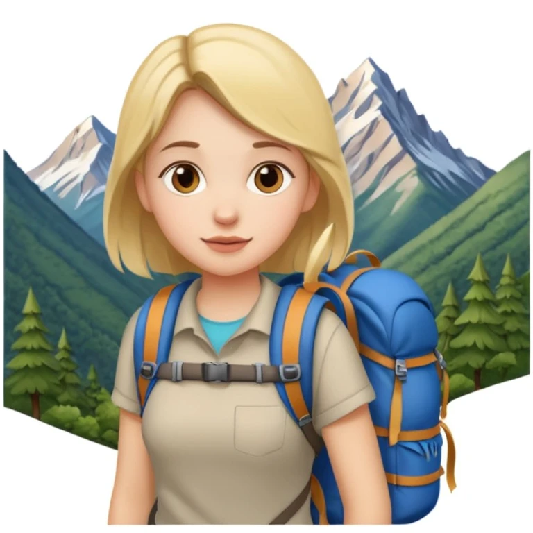 girl back packing mountains background  emoji