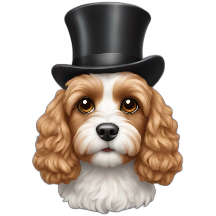cavoodle wearing tophat emoji