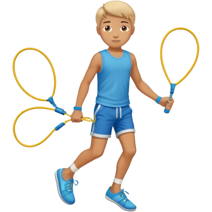 Boy with Skipping Rope on feet pose emoji