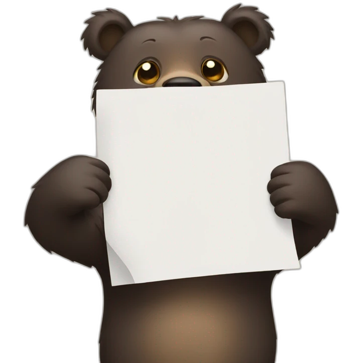 bear holding blank paper emoji
