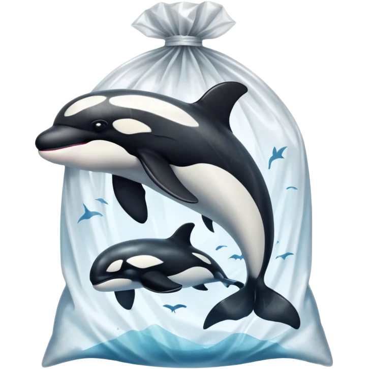 orca stuck in plastic waste bag emoji
