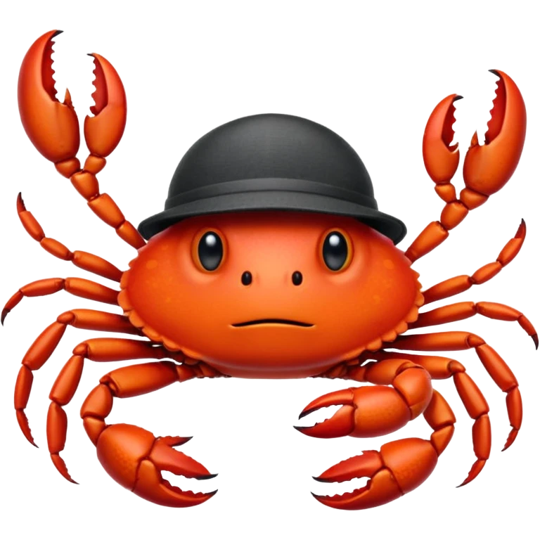 a crab with a hat with written "carbonfact" on it emoji