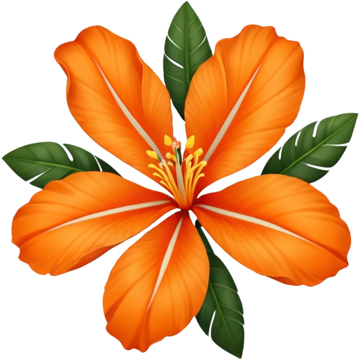 Orange tropical flower with white details very delicate emoji