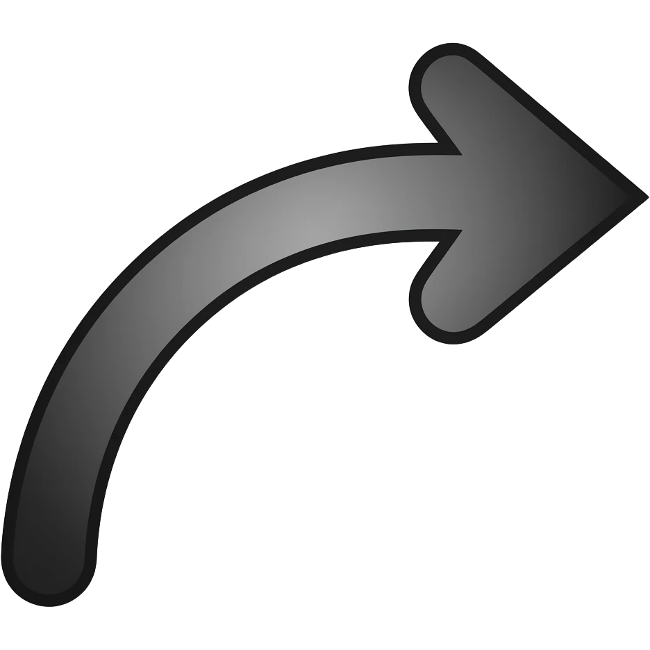 puedes hacer una flecha curvada hacia los dos lados delgada, cortada y de color negro señalando hacia la derecha emoji