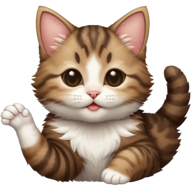 dark brown tabby and white kitten upside down with eyes closed emoji