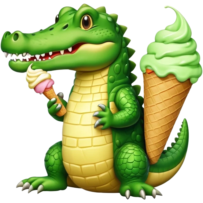 Crocodile with ice cream  emoji