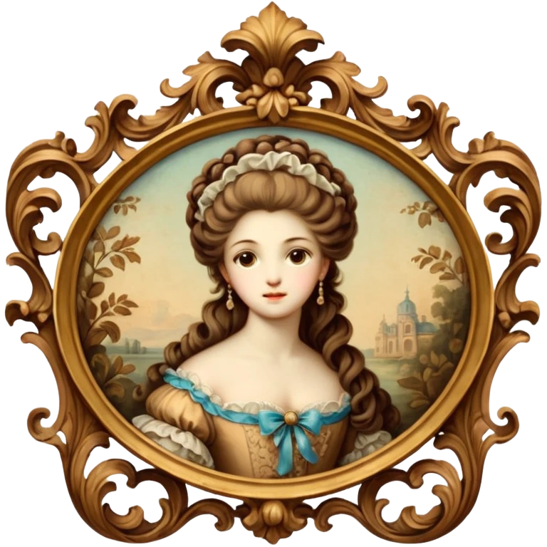 Vintage brown rococo painting art emoji