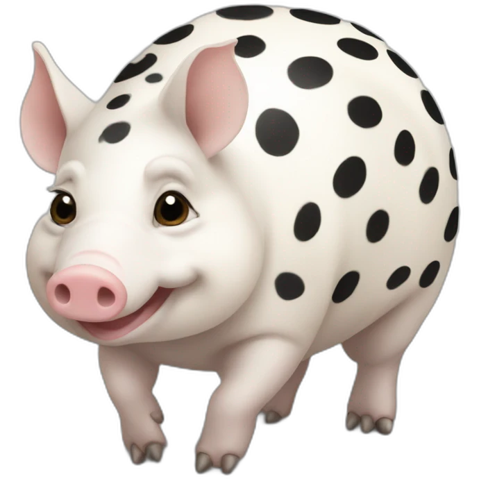White pig armadillo with black spots emoji