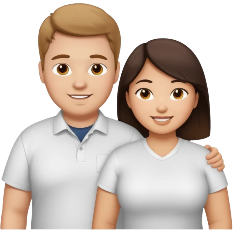 fat brunette white guy with fat brunette asian girl emoji