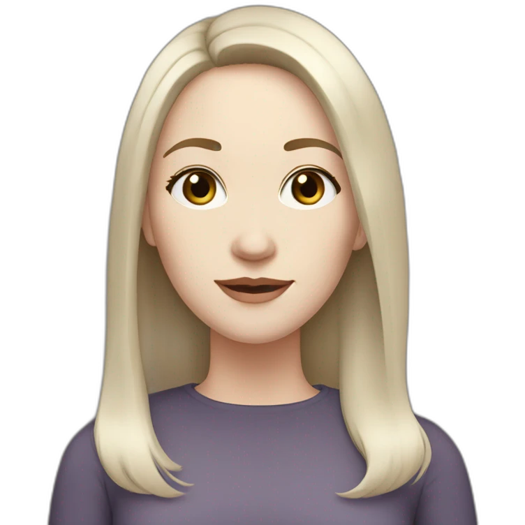 40 years old Woman, white pale skin, brown straight hair, big black eyes emoji