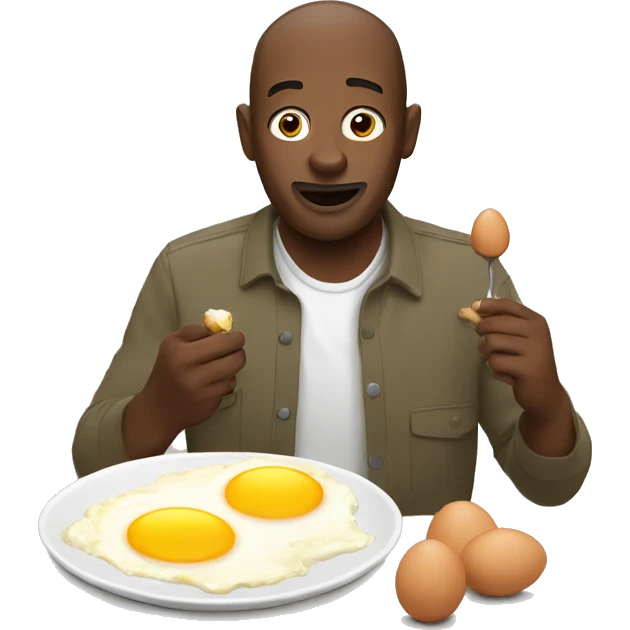 Man eating eggs emoji