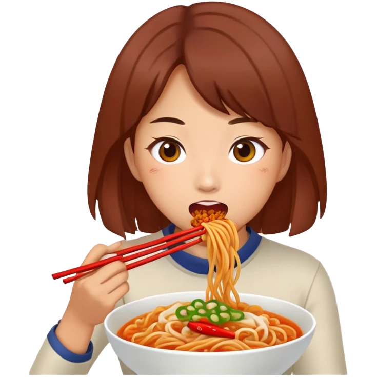 Aya nakamura eating spicy buldak noodles  emoji