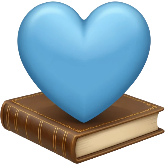 Light blue heart surrounded by books emoji