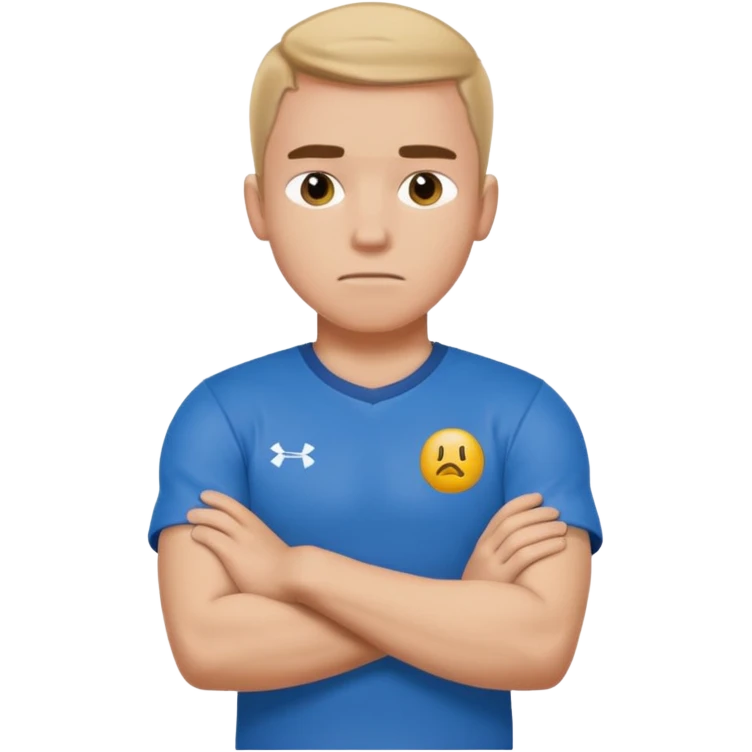 Cole Palmer in blue football t shirt crossed arms cold emoji emoji