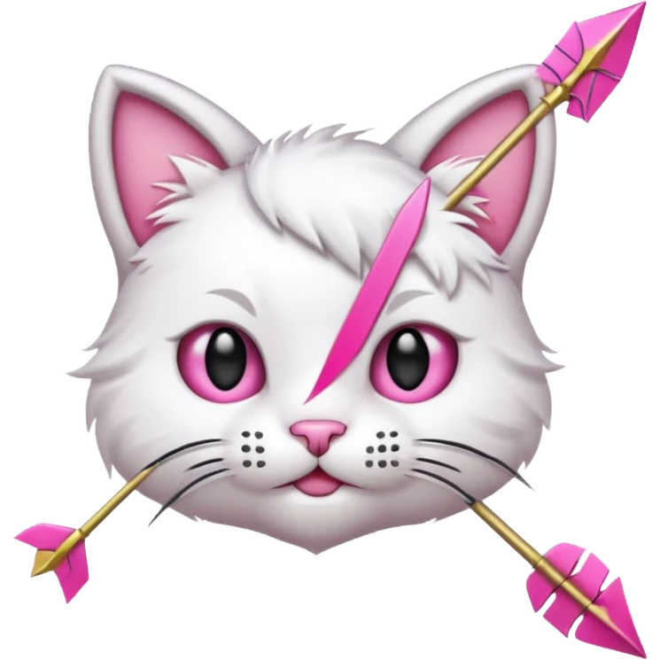 Emoji cat head white emoji with pink bow and arrow emoji