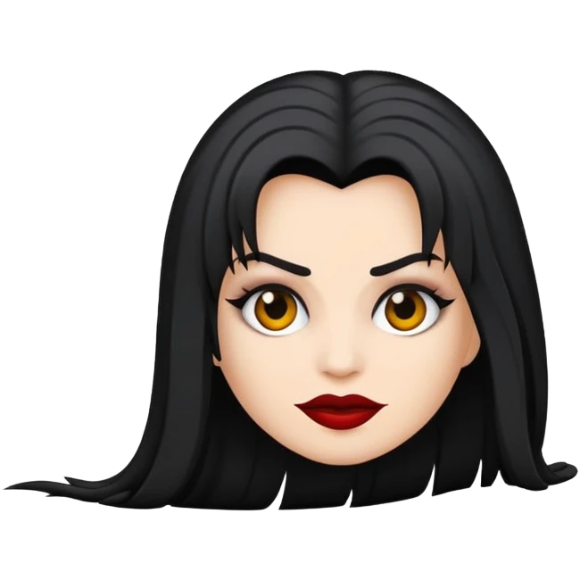 Emoji de vampira branca com cabelo preto longo e franja emoji