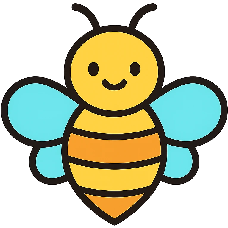 a cute bee, simple and readable style, simple icon design emoji