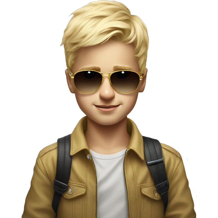 blonde boy portrait realism with sunglass emoji